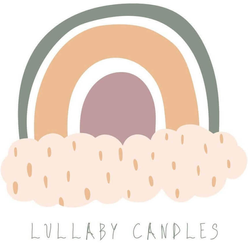 Logo de Lullaby Candles. Cuadrado con nombre 